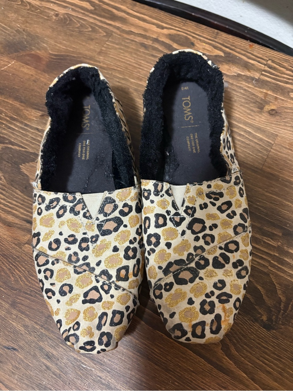 Toms Alpargata Natural Glitter Slip-On Shoes Size 8 Women's Worn Once No Box